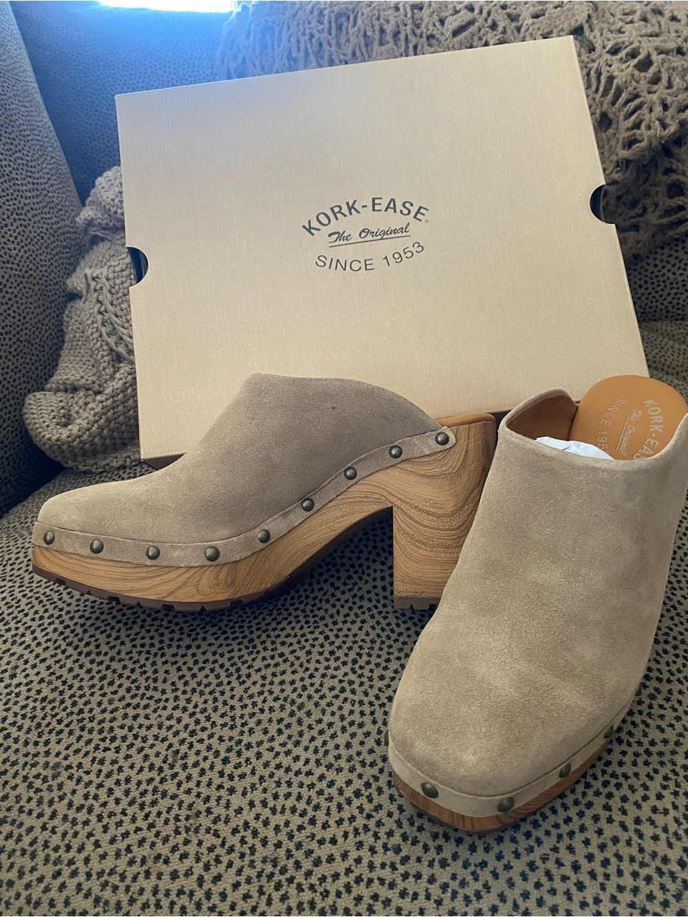 Kork Ease Sudbury taupe suede clogs 8 NEW NIB
